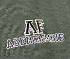 VINTAGE 1990 Abercrombie & Fitch Windbreaker Jacket Green Varsity Stripe Hood XL