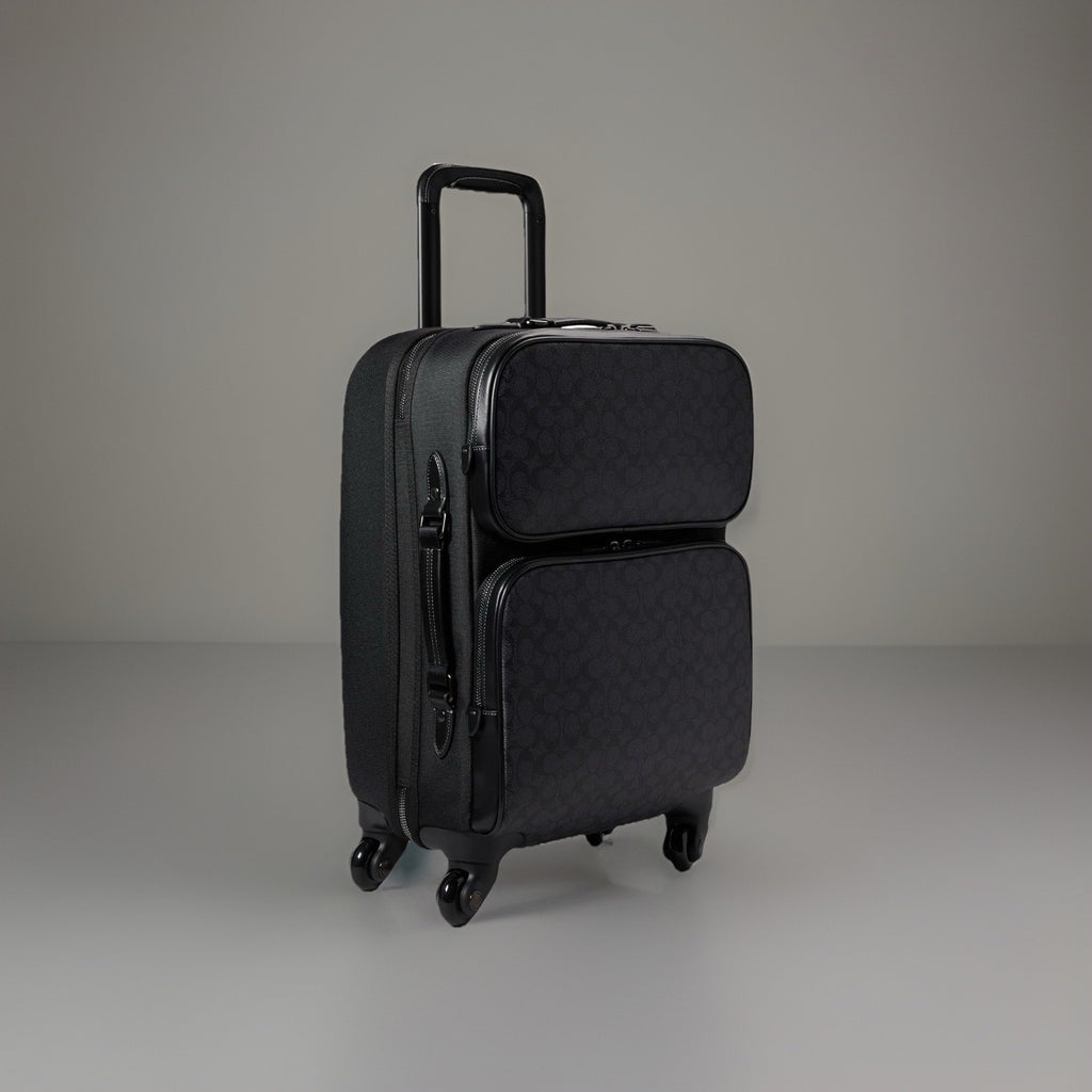 COACH Designer Logo Luggage/ Carry On Roller Wheeled Travel Bag Black (org $795)