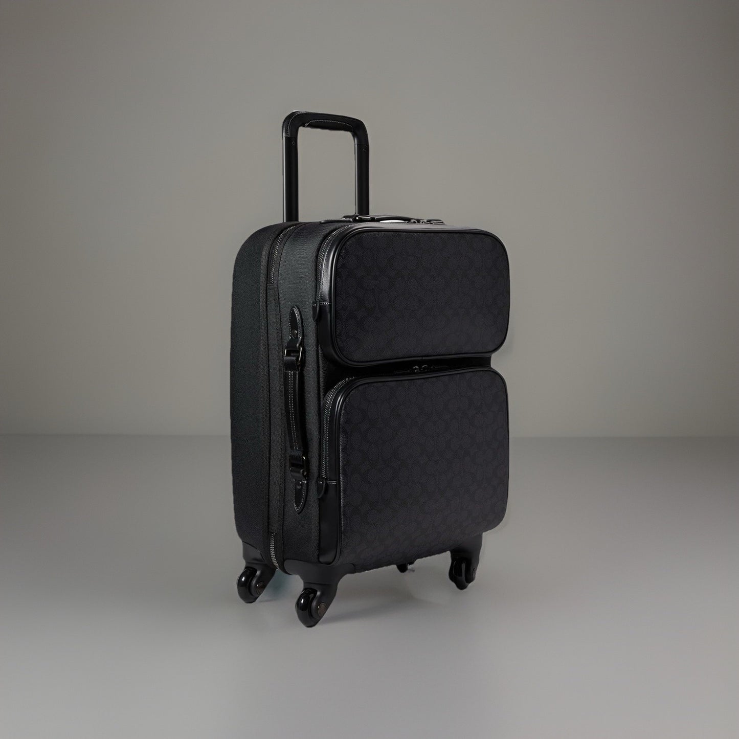COACH Designer Logo Luggage/ Carry On Roller Wheeled Travel Bag Black (org $795)