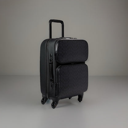 COACH Designer Logo Luggage/ Carry On Roller Wheeled Travel Bag Black (org $795)