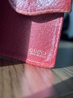 GUCCI Authentic Vintage Red  Leather Bifold Wallet With Button Made In Italy