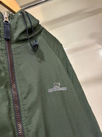 VINTAGE 1990 Abercrombie & Fitch Windbreaker Jacket Green Varsity Stripe Hood XL