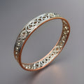 COACH 2004 Signature C Crystal Bangle Bracelet Silver Tone Openwork Rose Edge