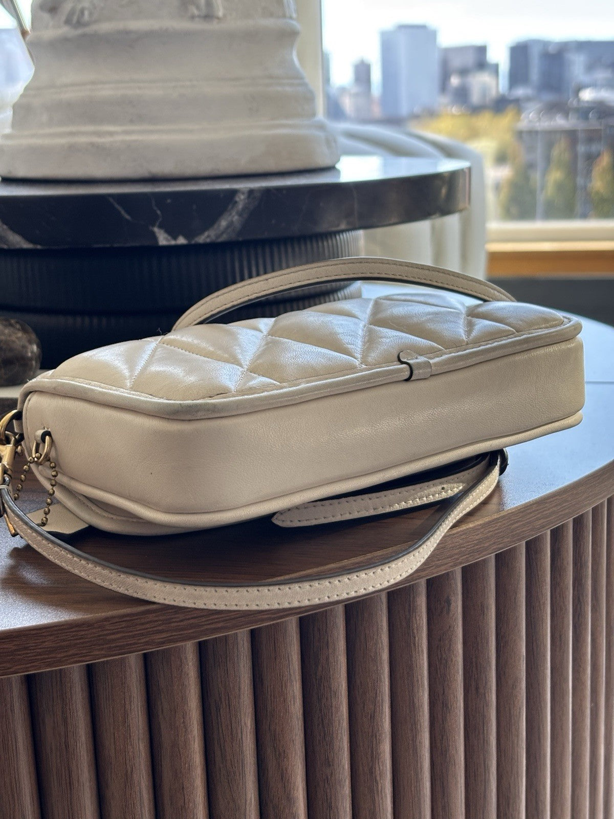 Designer COACH Quilted Pillow Hayden Chalk Lamb Leather Crossbody (org $325)