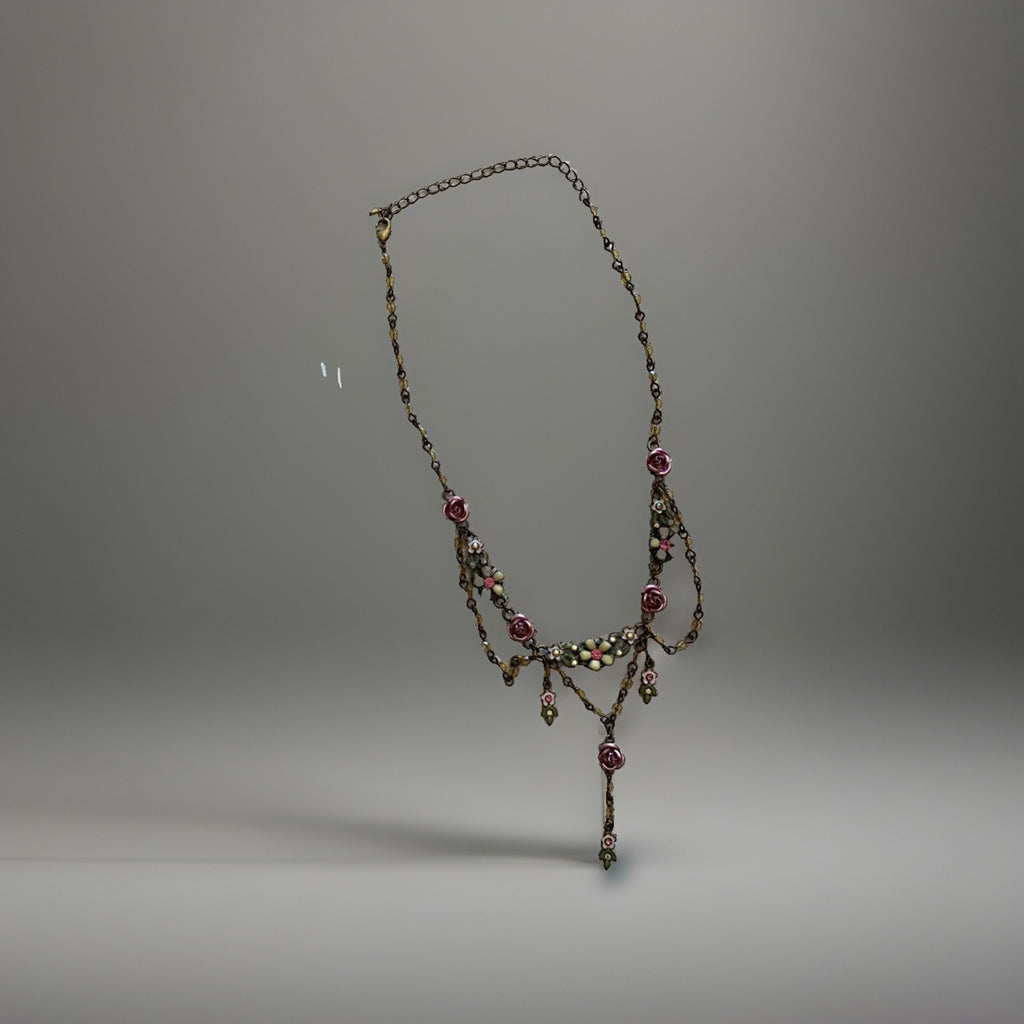 NWT Vintage AVON Fashion Flower Swag Necklace Rose Multi Chain 18in Original Box