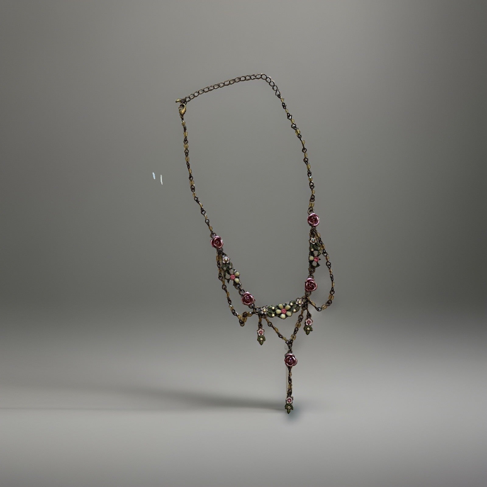 NWT Vintage AVON Fashion Flower Swag Necklace Rose Multi Chain 18in Original Box