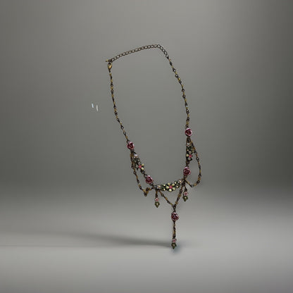 NWT Vintage AVON Fashion Flower Swag Necklace Rose Multi Chain 18in Original Box