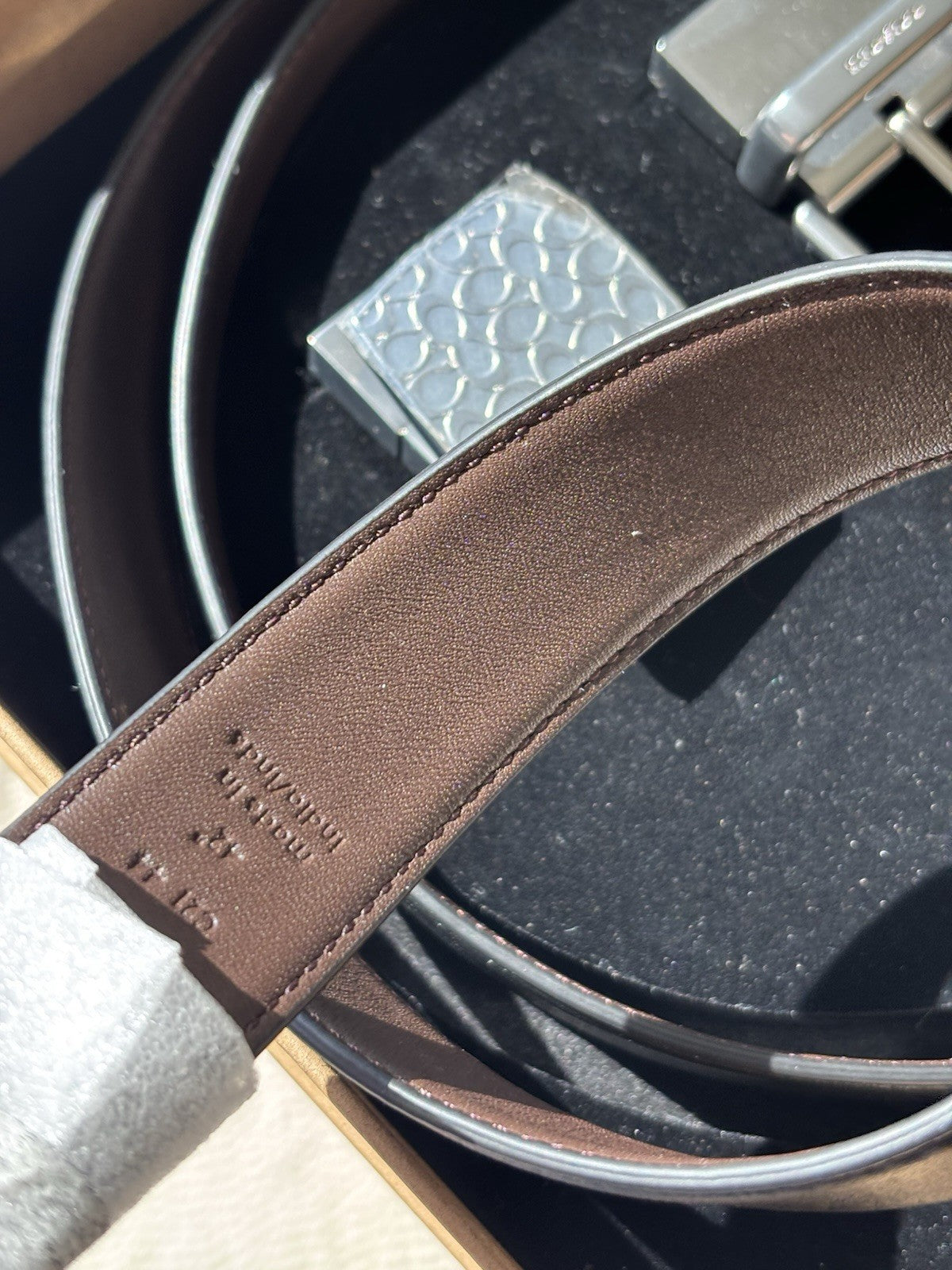 COACH Reversible Cowhide Leather Belt Brown/Black Two Buckles Box Set (org $198)