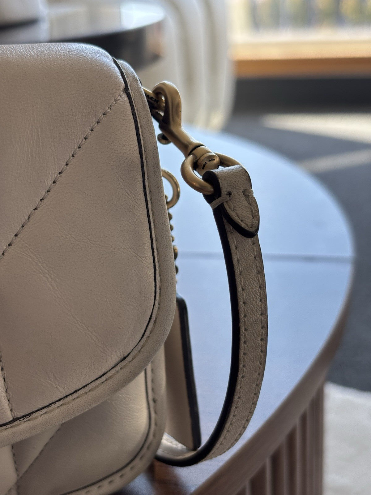 Designer COACH Quilted Pillow Hayden Chalk Lamb Leather Crossbody (org $325)