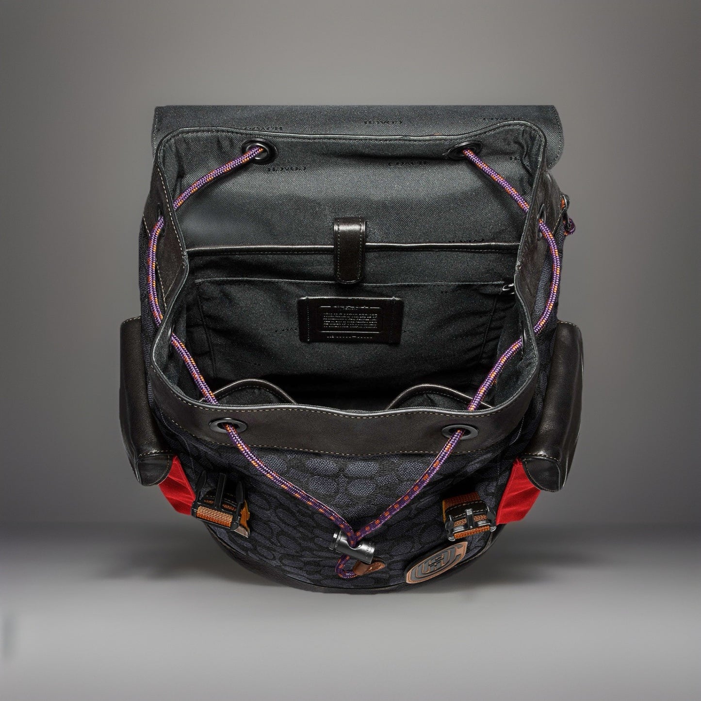 Designer COACH Rivington Backpack Rucksack Signature Leather Red/ Blk (org $595)