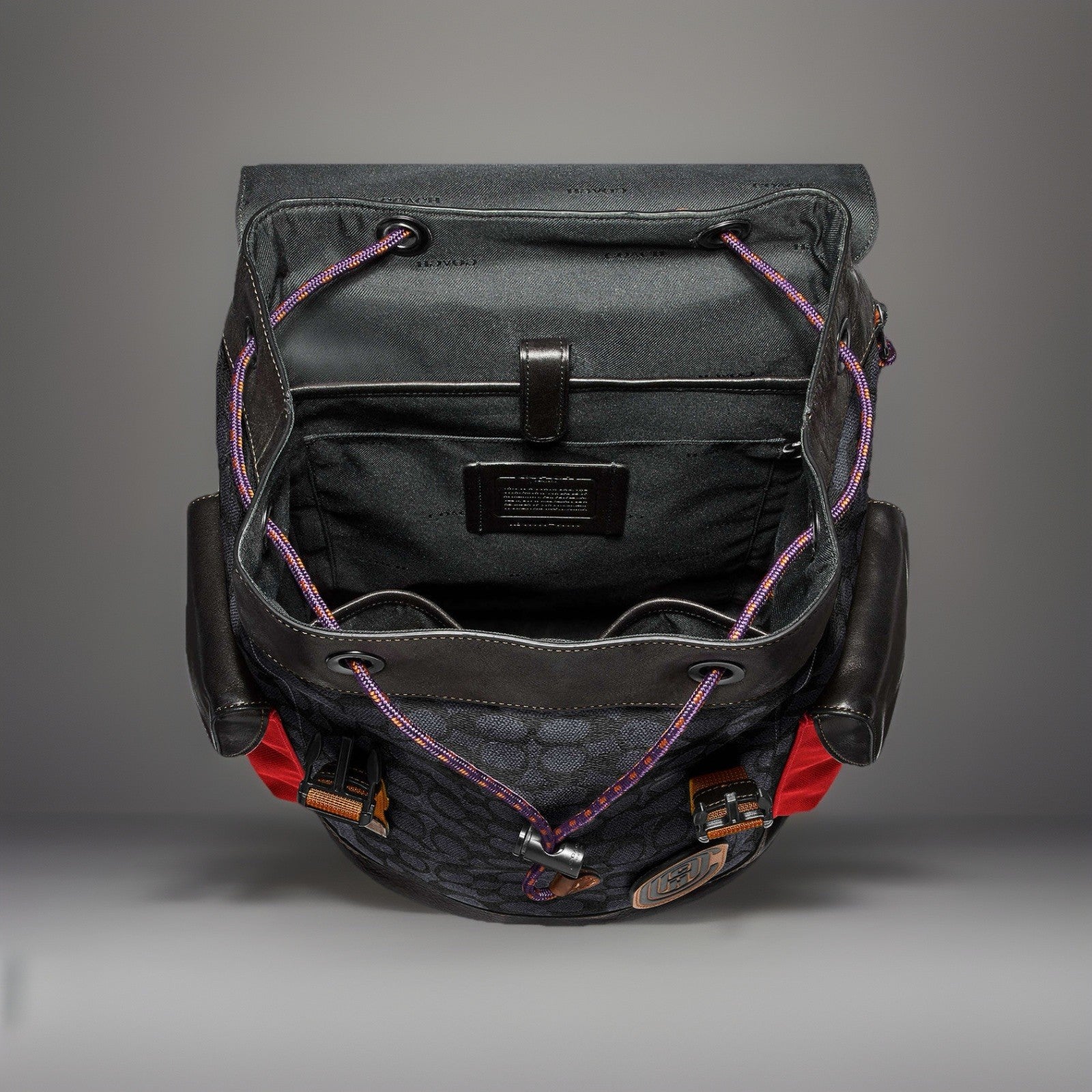 Designer COACH Rivington Backpack Rucksack Signature Leather Red/ Blk (org $595)