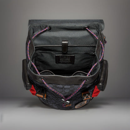 Designer COACH Rivington Backpack Rucksack Signature Leather Red/ Blk (org $595)