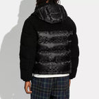 New COACH Runway Sherpa Puffer Coat Jacket Zip Signature Print Blk Size M ($895)