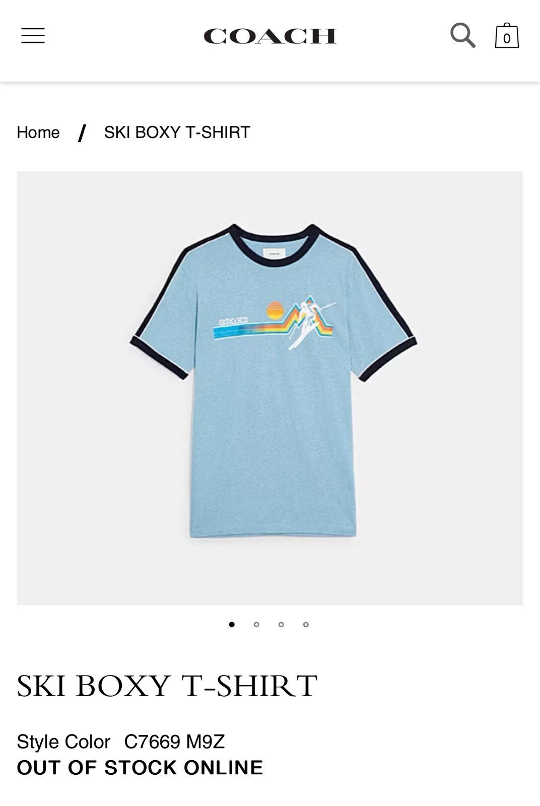 Designer COACH Brand Retro Ski Graphic T-Shirt Wool/Linen Size M (org $150)