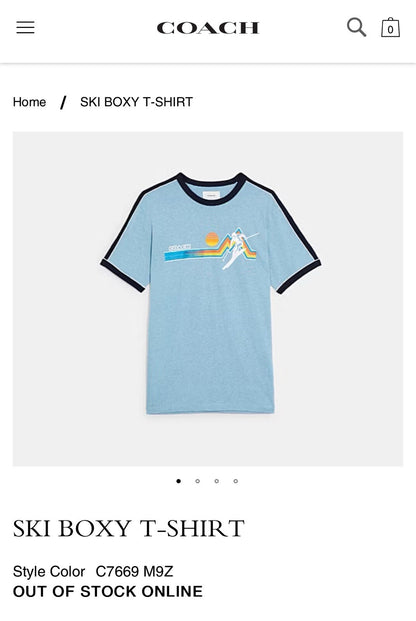 Designer COACH Brand Retro Ski Graphic T-Shirt Wool/Linen Size M (org $150)