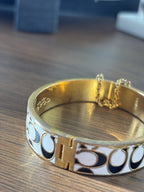 COACH 1999 Bangle Bracelet Vintage Black/Gold Chain Clasp Signature C Logo
