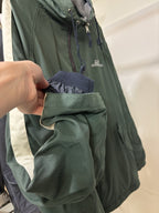 VINTAGE 1990 Abercrombie & Fitch Windbreaker Jacket Green Varsity Stripe Hood XL