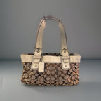COACH Vintage SoHo Toffee Signature C White/Chalk Real Leather Shoulder/Handbag