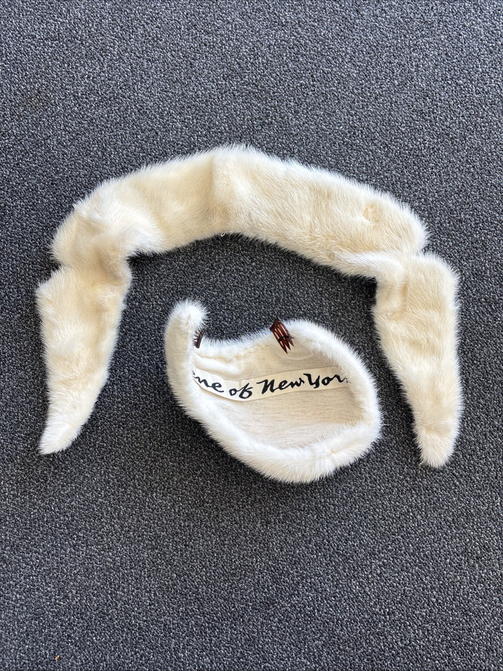1963 VINTAGE Irene Of New York White Mink Fur Halo Headpiece Bridal Hairpiece