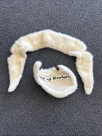 1963 VINTAGE Irene Of New York White Mink Fur Halo Headpiece Bridal Hairpiece