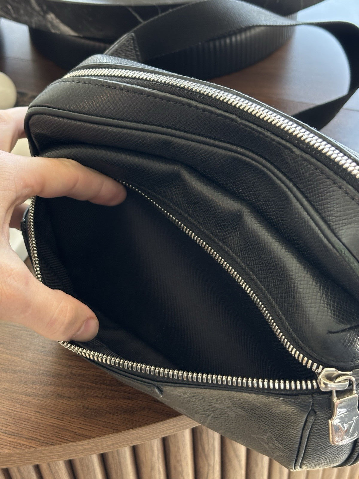 LOUIS VUITTON Authentic Monogram Eclipse Fannypack Designer Bum Bag Black Silver