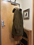 COACH Runway Shearling Lined Parka Jacket Coat Fur Hood Green/Olive (org $2650)