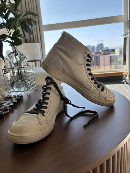 Men COACH Brand Distressed C214 Leather Ivory High Top Sneaker Sz 11 (org $350)