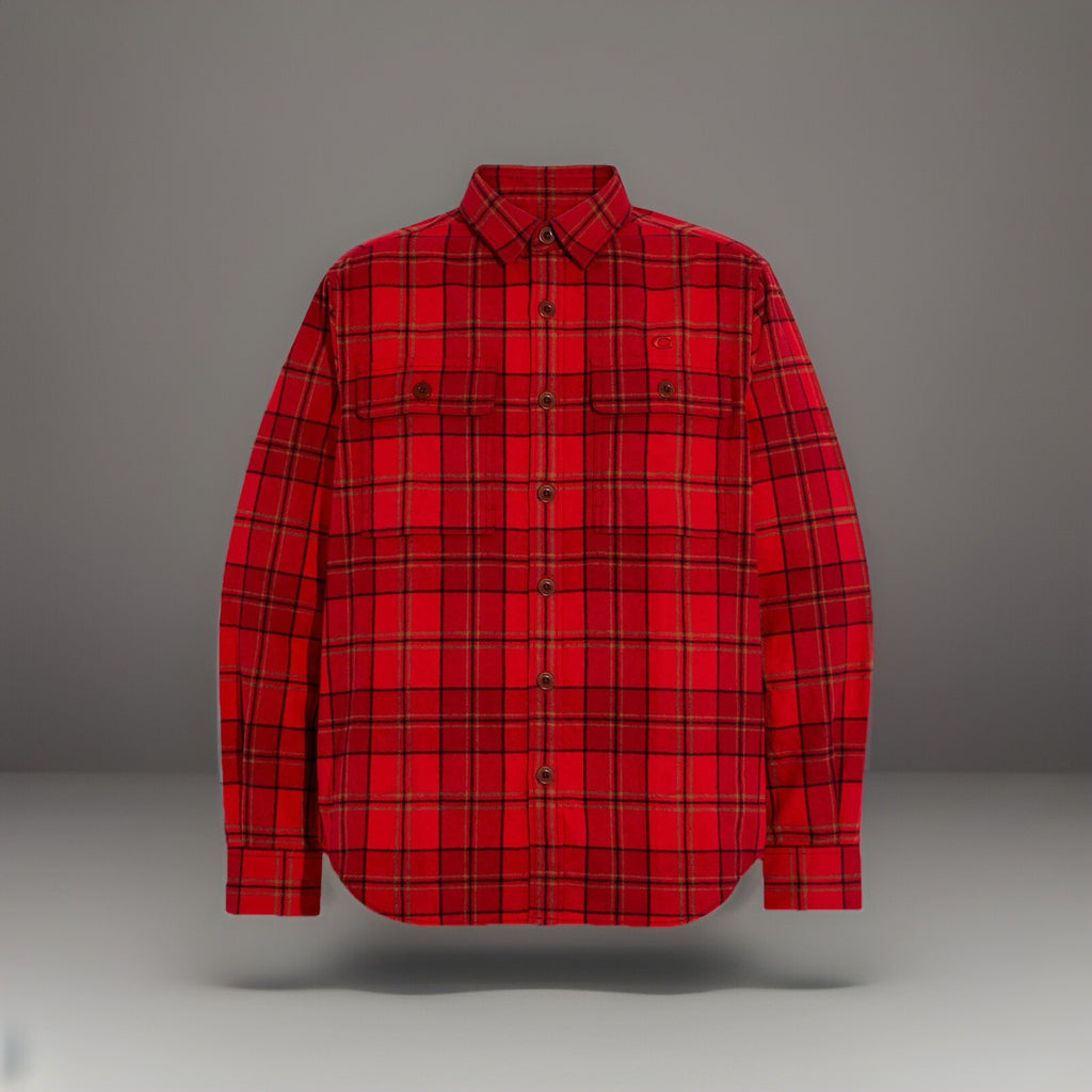 COACH Designer Long Sleeve Button Up Shirt Flannel Red Plaid Size L (org $350)