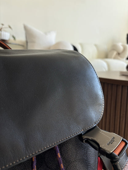 Designer COACH Rivington Backpack Rucksack Signature Leather Red/ Blk (org $595)