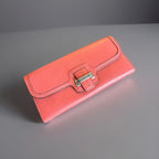 COACH Designer Soft Snap Leather Bag Wallet 14 Card Slot Pink Orange (org $225)