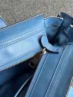 COACH Swagger 27 Pebble Leather Satchel Bag Electric Blue Top Handles (org $395)