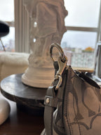COACH Soho Hobo Shoulder/handbag Gray Metallic Leather/ Jaquard Canvas Signature