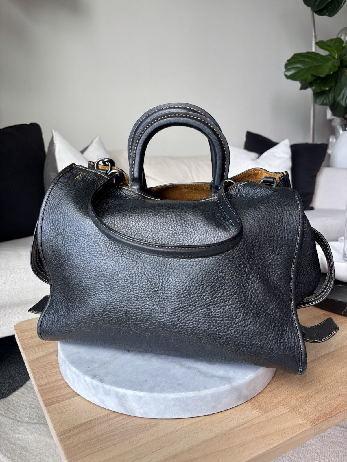COACH 1941 Runway Rogue 36 Black Leather Suede Shoulder Bag #54556 (org $1095)