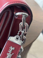 COACH Idol Red Leather Logo Plaque Chain Shoulder Bag Crossbody Strap (org $695)