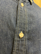 COACH Designer Blue Jean Denim Long Sleeve Cotton Button Up Size Men L(org $250)