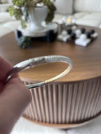 SWAROVSKI Crystal Polished Silver Tone Hinged Bangle Bracelet Signed (org $225)