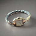 Vintage Benrus Ladies Deco Watch 10K RGP Gold Bezel Stretch Bracelet Mechanical