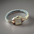 Vintage Benrus Ladies Deco Watch 10K RGP Gold Bezel Stretch Bracelet Mechanical