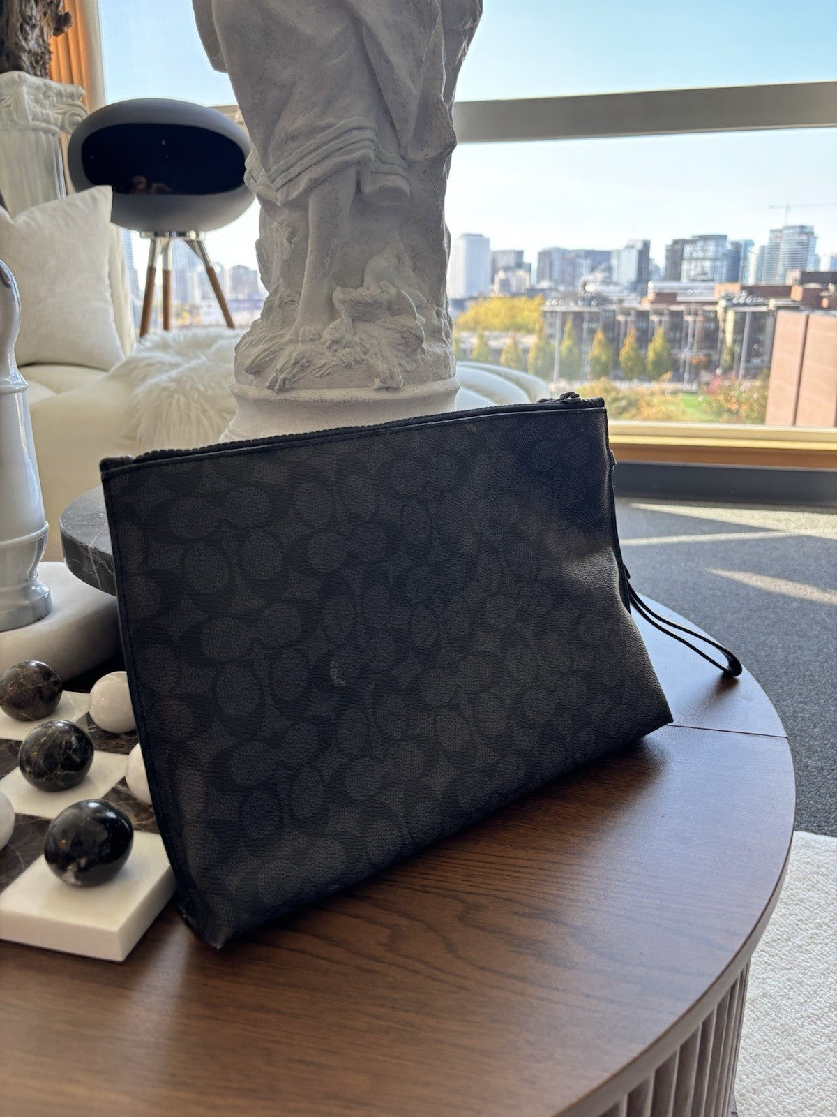 COACH Create Pin Banana/ Bolt Pins Accessory Toiletry Pouch Wristlet Red Leather