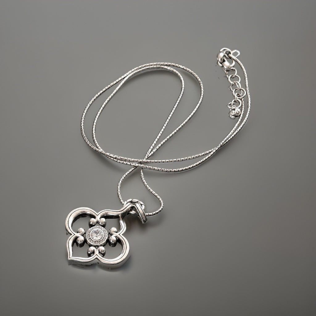 BRIGHTON “Toledo” Convertible Long Silver Crystal Adjustable Pendant Necklace