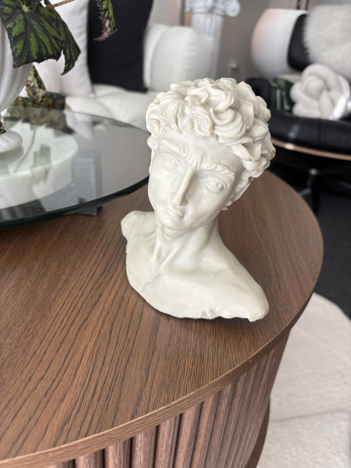 VINTAGE 1992 Michelangelo’s David Statue Bust Hand Made Marble Look Home Decor