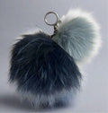 MICHAEL KORS Real Fox Fur 2 Sisters Pom Bag Charm Keychain Navy Slate (org $295)
