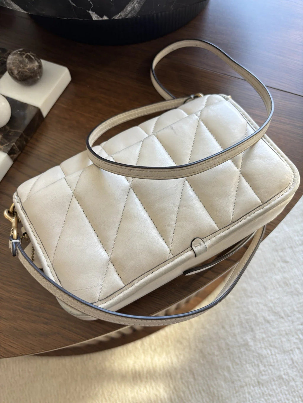COACH Designer Quilted Pillow Hayden Chalk Lamb Leather Crossbody (org $325)