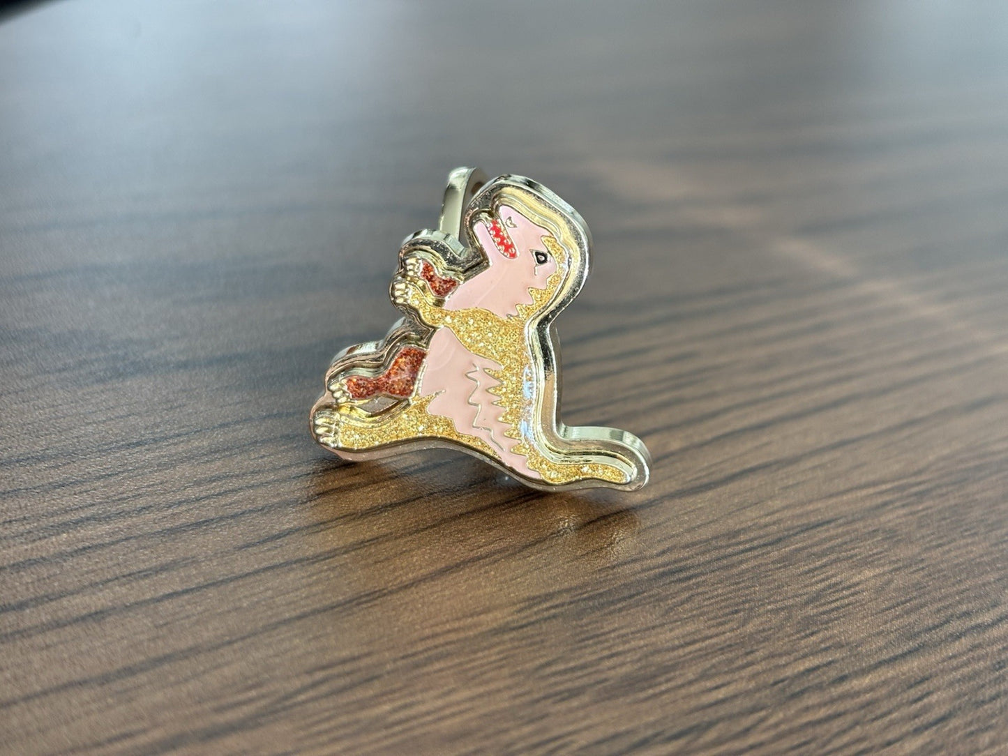 Rare Designer COACH X SEPHORA Collaboration Adjustable Pink Gold Rexy Dino Ring