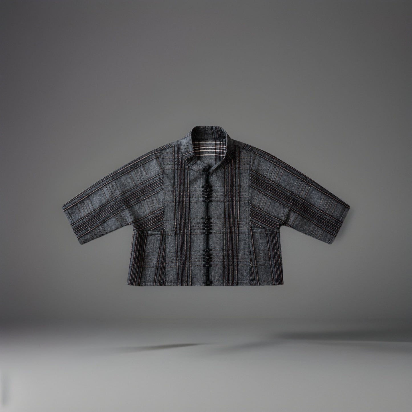 BABETTE 2006 Designer San Francisco Plaid Wool Blend Jacket Gray Zip Up Blazer
