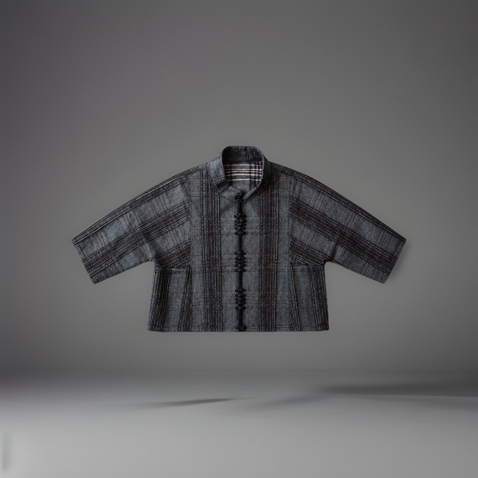 BABETTE 2006 Designer San Francisco Plaid Wool Blend Jacket Gray Zip Up Blazer