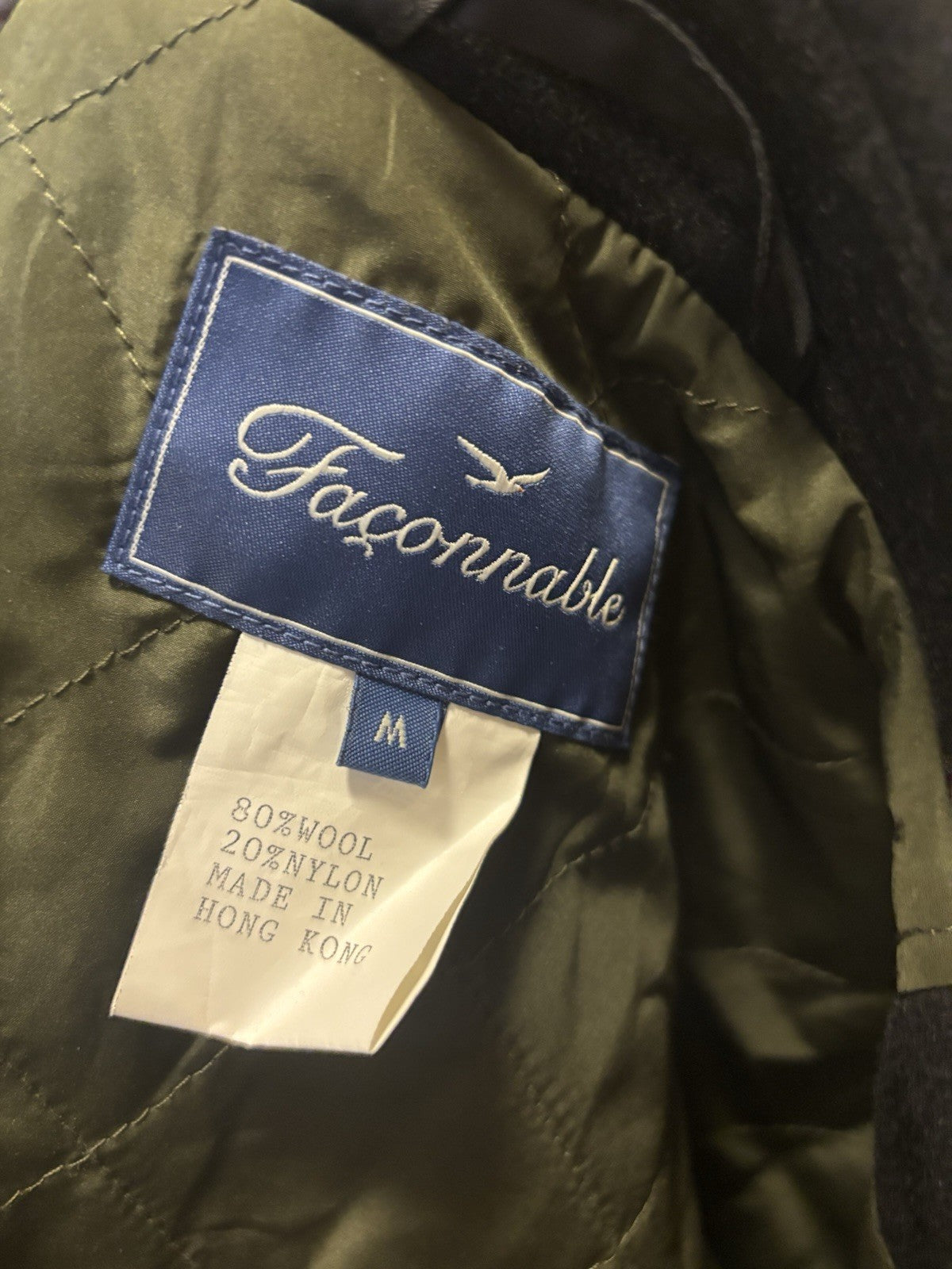 FACONNABLE Designer Wool Zip-Up Jacket Over Coat Black Classic Medium (org $640)
