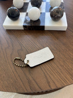 COACH Designer Skull Bones Leather Hanging Tag Bag Charm Fob Chalk White Gold