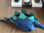 COACH Steggy Dino Dinosaur Leather Zip Coin Case Teal Blue Gunmetal (org $295)