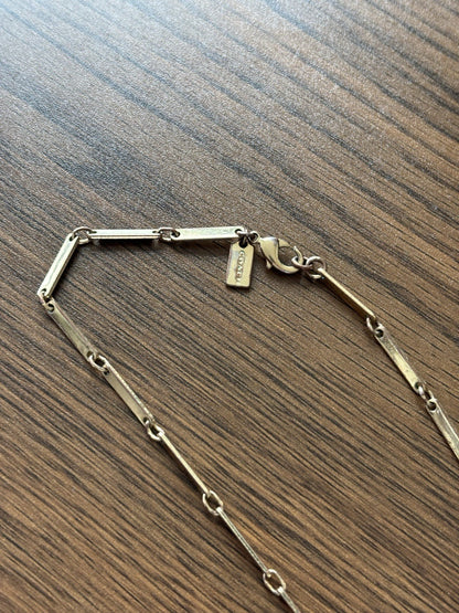 COACH Rare Rexy Dinosaur Pendant Necklace Gold Tone Crystal Bar Chain (org $150)